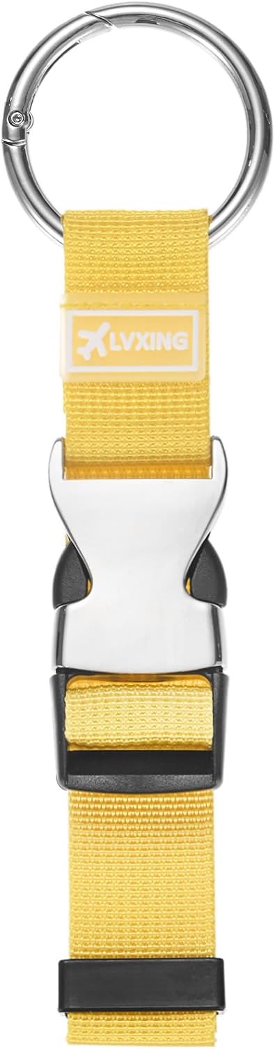 M METERXITY 1-Pack Add A Bag Luggage Strap, Adjustable Suitcase Belt for Connecting Luggage/Backpack/Jacket, Carry Strap with Ring Buckle [Yellow]