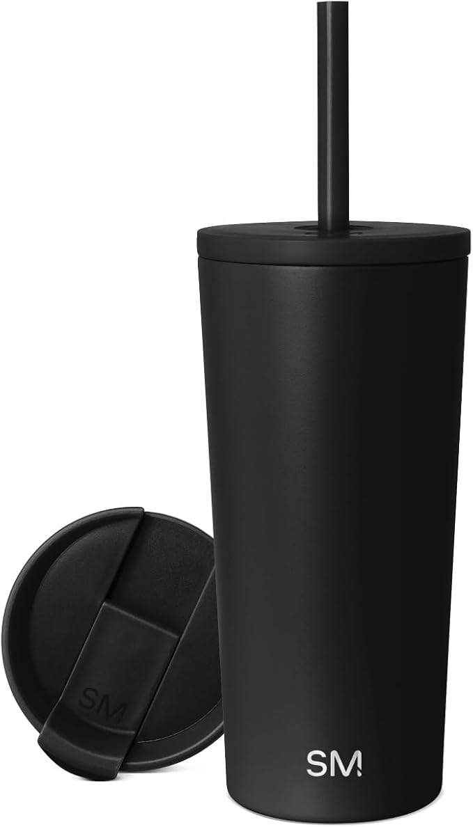 Simple Modern Classic Tumbler with Straw Lid | Insulated Iced Coffee Cup Reusable Stainless Steel Water Bottle Travel Mug | Gifts for Women Men Her Him | 20oz | Midnight Black