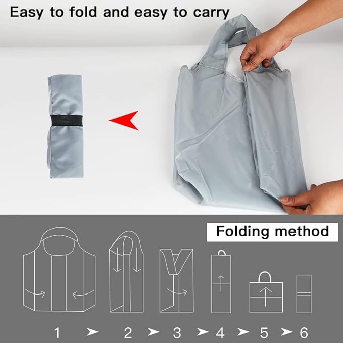 Aricsen 20 Pack 15x4.5x15 Inch Grey Reusable Shopping Bags with Handles Bulk, Foldable Xlarge Grocery Bags Heavy Duty 50 LBS Machine Washable for Pocket Nylon Tote, Polyester Fabric Cloth