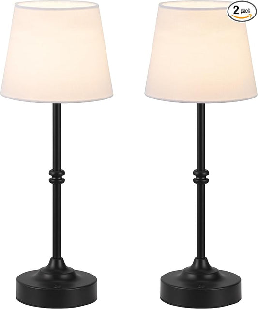 Kakanuo Rechargeable Cordless Table Lamp Black - 2 Pack 4000mAh Battery Operated Lamp, 3000K Warm Light, Touch Control Stepless Dimming, for Bedside, Dining Table, Home Decor