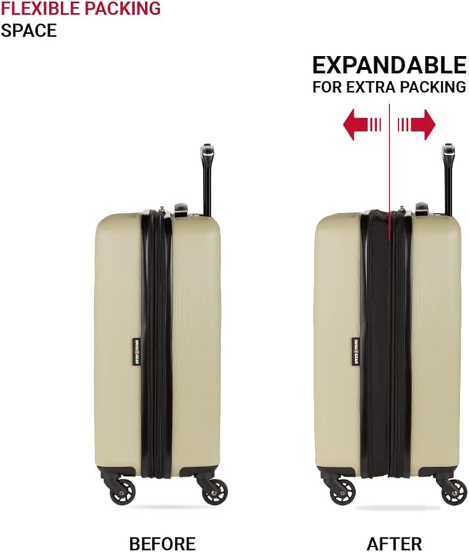 SwissGear 8018 Expandable Luggage, Hard Shell Carry-On Luggage with Spinner Wheels