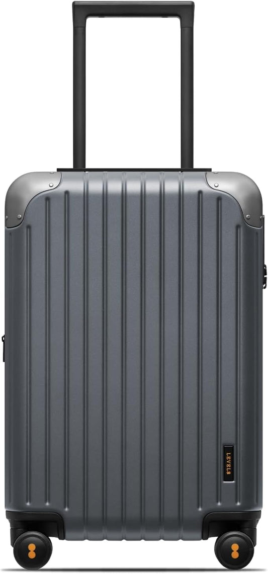 LEVEL8 Carry on Luggage Airline Approved, Hardshell Suitcases with Spinner Wheels, Lightweight PC Luggage, 20 inch, Gray
