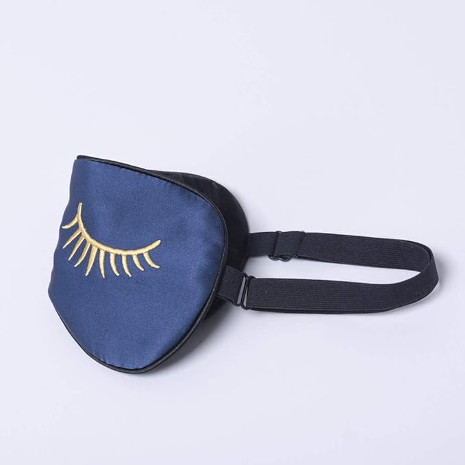 Tim & Tina Silk Sleep Mask for Women Men Comfortable Blindfold Eye Mask with Adjustable Strap for Travel Yoga Nap Shift Work (Navy Blue (Long Eyelashes))
