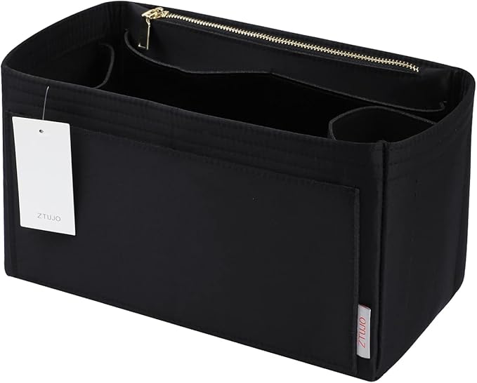 ZTUJO Purse Organizer Insert For Handbags, Silky Touching Bag Organizer Insert With Bottle Holder, Perfect for Speedy, Neverfull, Tote,ONTHEGO,Artsy,Handbag and More (small, Silky Black)