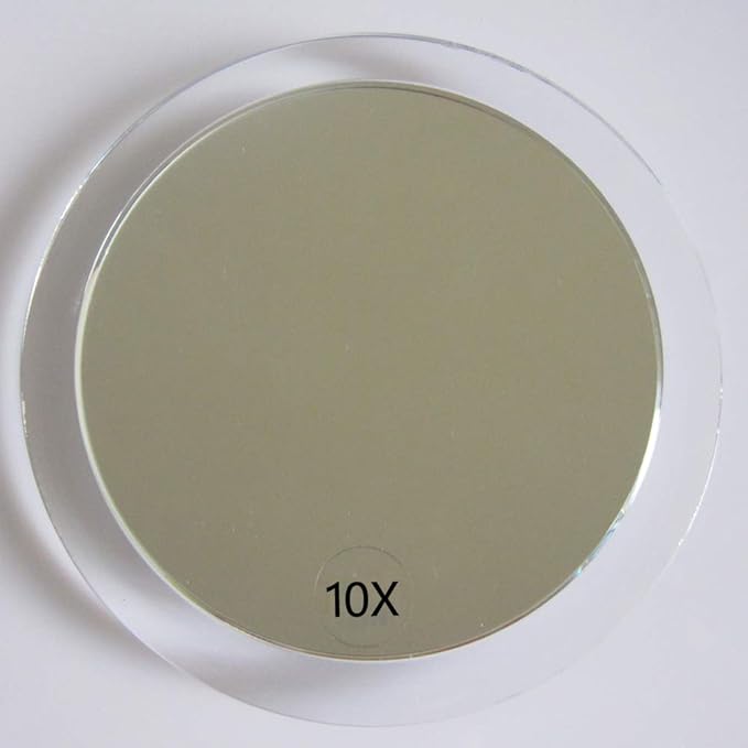 SANTOO 10X Magnifying Mirror - with 3 Mounting Suction Cups - Used for Precise Makeup - Eyebrows/Tweezing - Blackhead/Blemish Removal - Bathroom/Travel Makeup Mirror - 6 Inch Round