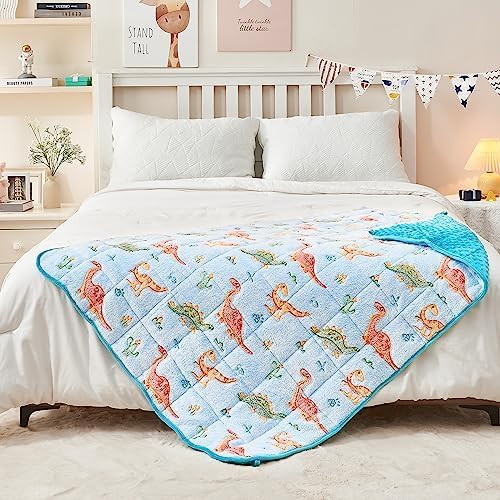 yescool Weighted Blanket 7 Pounds Weighted Lap Blanket, Glow in The Dark Dinosaur Heavy Blanket for Sleeping, Warm Minky Weighted Throw Blanket Gifts for 60-80lbs, 40"x60"