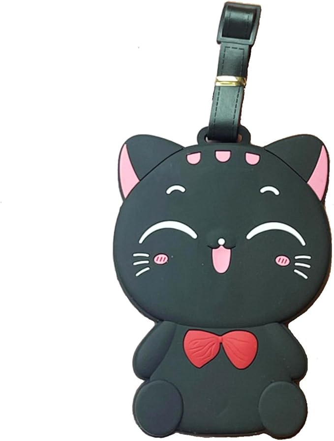 Tapp C. Travel Luggage Name Tag - Black Cute Cat