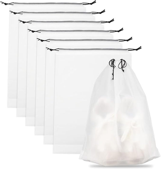 Teskyer 6 Pack Shoe Bags for Travel – Transparent, Waterproof, Portable Shoe Storage for Packing (15.7" x 11.8") – Travel Essentials for Men & Women