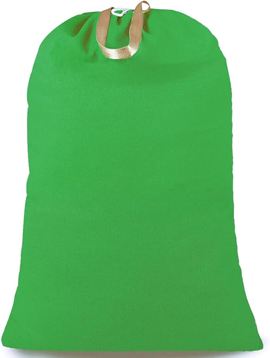 Heavy Duty Laundry Bag with Drawstring and Handle, Extra Large Travel Dirty Clothes Bag for Laundromat and Household, Durable Rip-Stop Laundry Hamper Liner, 28 x 40 Inch by SANFERGE, Kelly Green