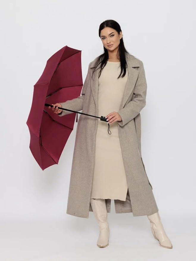 Windproof Travel Umbrella - Compact, Light, Full Automatic Open/Close - Folding Backpack Umbrella for Rain & Sun UV Preotection For Men & Women, Unbreakable 8 Fiberglass Ribs UK Design