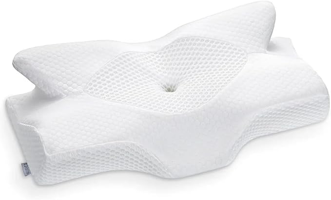 Elviros Cervical Memory Foam Pillows for Neck and Shoulder Pain, Neck Pillow for Sleeping, Side Sleeper Pillows for Adults, Ergonomic Orthopedic Sleeping for Back and Stomach Sleepers (Medium Firm)