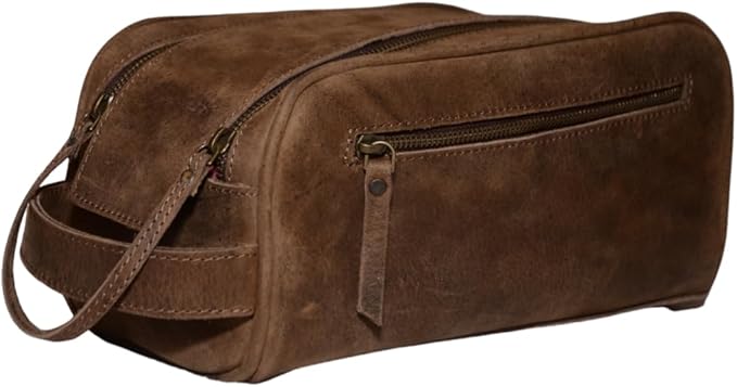 Premium Buffalo Leather Unisex Toiletry Bag/Leather Travel Kit