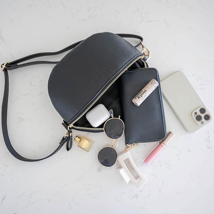 Leather RFID Anti Theft Sling Bag for Women, Pickpocket Proof Travel Crossbody Bag, RFID Blocking Crossbody Purse for Women