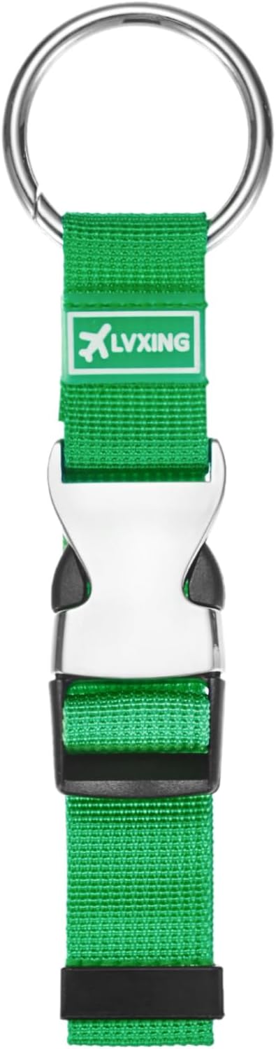 M METERXITY 1-Pack Add A Bag Luggage Strap, Adjustable Suitcase Belt for Connecting Luggage/Backpack/Jacket, Carry Strap with Ring Buckle [Green]