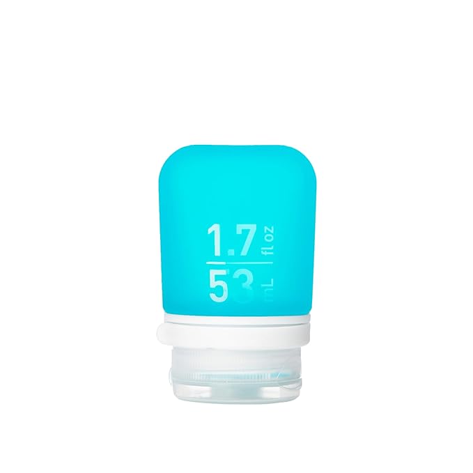 humangear GoToob+ (Small) | Refillable Silicone Travel Bottle | Locking Lid | Food-Safe Material | Aqua, Small (1.7 fl.oz; 53ml)