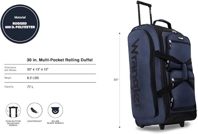 Wrangler Wesley Rolling Duffel Bag