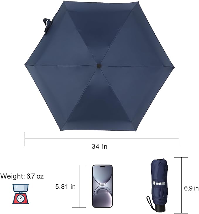 GAOYAING Compact Travel Umbrella with Case Sun&Rain Lightweight Small and Compact Suit for Pocket