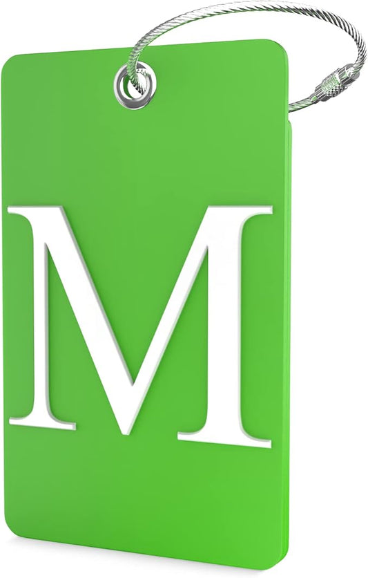 Luggage Tag Initial – Fully Bendable Tag w/Stainless Steel Loop (Letter M)