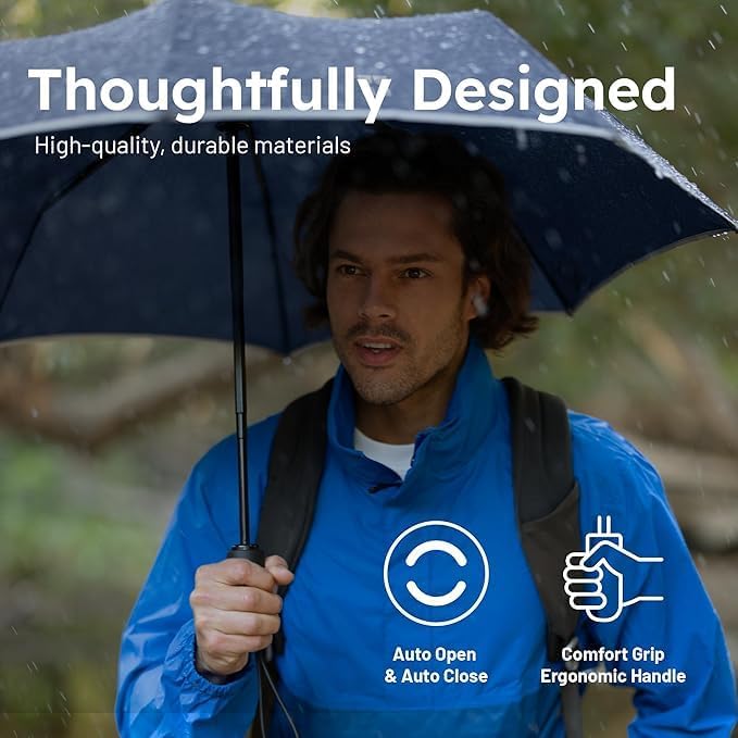 Weatherman Umbrella - Premium Small Compact Mini Umbrellas for Traveling - Windproof Umbrellaas Resists Up to 45 MPH Winds - Traveling Umbrellasa for Rain, Wind, Purse, Pocket, Backpack, Car - Portable Travel Umbrellas Easy Auto Open Close w/ Strong Fi...