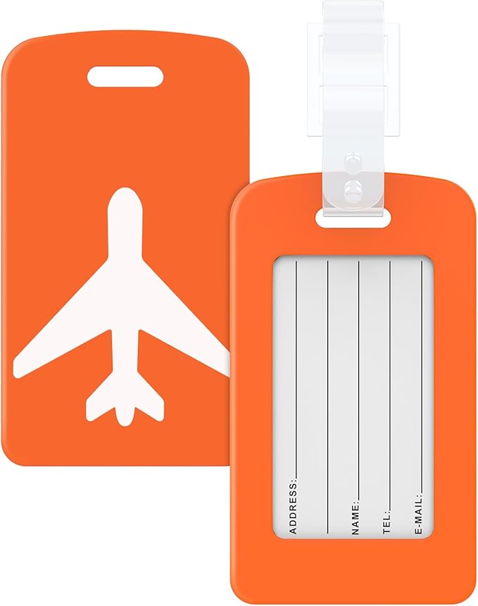 2 Pack Silicone Luggage Tag with Name ID Card Perfect to Quickly Spot Luggage Suitcase, TSA Approved, Luggage Identifiers for Suitcases and Bags, Privacy Protection Travel Suitcase Tags