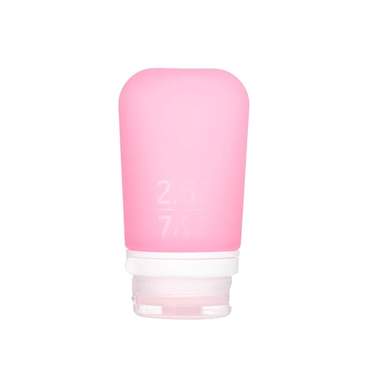 humangear GoToob+ (Medium) | Refillable Silicone Travel Bottle | Locking Lid | Food-Safe Material | Pink, Medium (2.5 fl.oz.; 74ml)