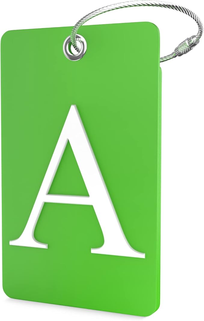 Shacke Luggage Tag Initial – Fully Bendable Tag w/Stainless Steel Loop (Letter A)