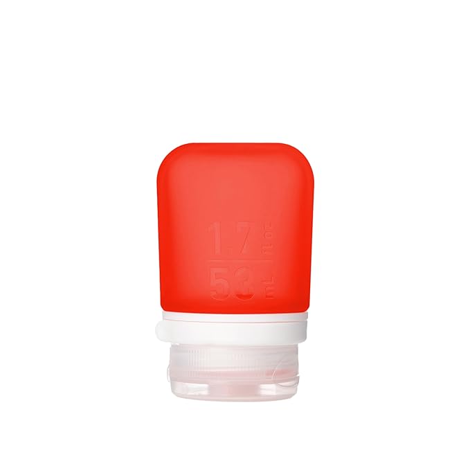 humangear GoToob+ (Small) | Refillable Silicone Travel Bottle | Locking Lid | Food-Safe Material | Red, Small (1.7 fl.oz; 53ml)