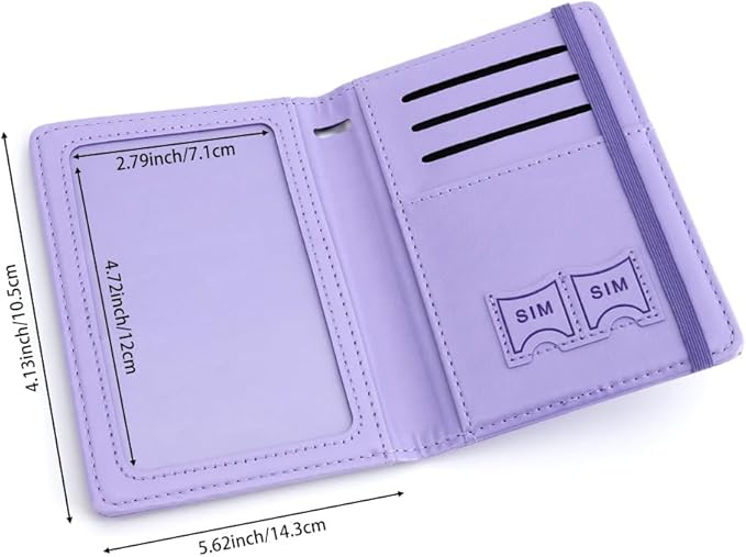 Passport Holder for Travel, Passport Holde Passport Cover Wallet Travel Passport Holders Must Haves for Women Men, PU Leather Passport Book Card Holder Case,Travelling Essentials, Purple