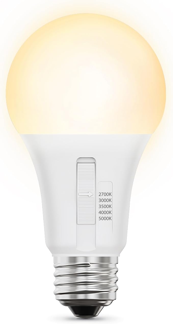 Feit Electric A19 LED Light Bulb, 60W Eq, Dimmable, 5CCT, 800 Lumens