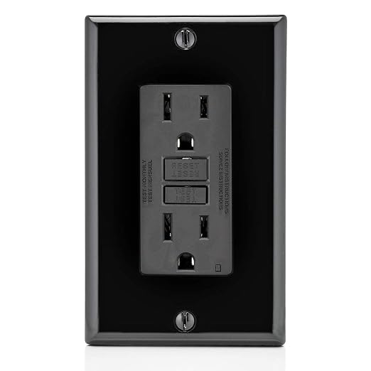 Leviton GFCI Outlet, 15 Amp, Self Test, Non Tamper-Resistant with LED Indicator Light, Protection from Electric Shock and Electrocution, GFNT1-E, Black