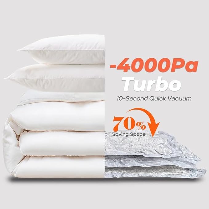 Travel Vacuum Seal Bags, 8 Pack 34" Vacuum Storage Bags with Rechargeable Cordless Pump Compression Packing for Clothing Clothes Blanket Bedding, Space Saver for Suitcase Luggage