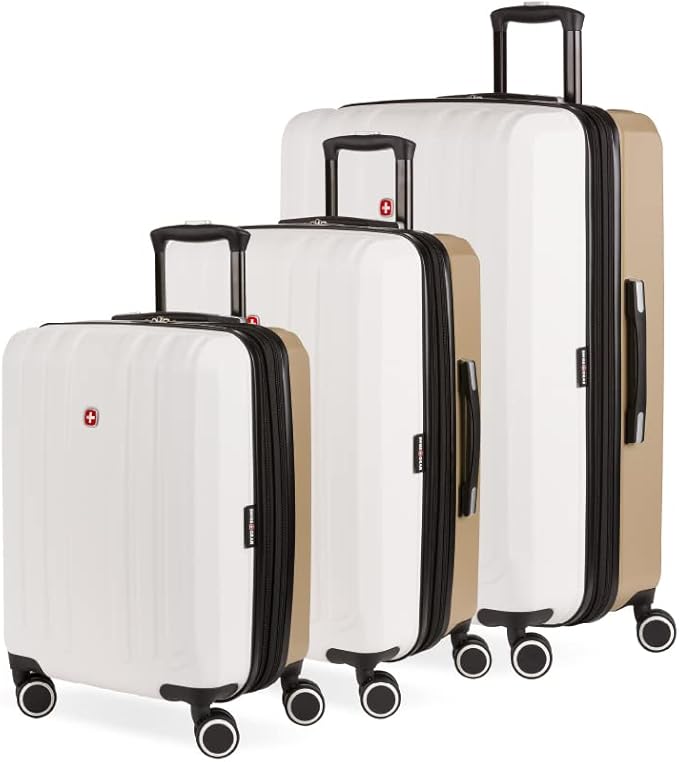SwissGear Duet Expandable Luggage Set, 3-Piece Hardside Luggage Set with Spinner Wheels
