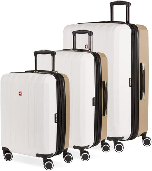 SwissGear Duet Expandable Luggage Set, 3-Piece Hardside Luggage Set with Spinner Wheels