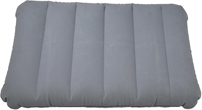 Gray Ultralight Inflatable Pillow Small Squared Flocked Fabric Air Pillow for Beach Hiking,Camping,Traveling,Napping,Desk Rest,Neck &Lumbar Support(1 Pack)