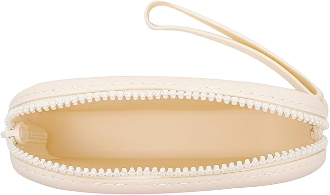 Small Silicone Multifunctional Essential Bag Portable Travel Makeup Bag for Women Men Cards Cash Bag Zipper Pouch (White)