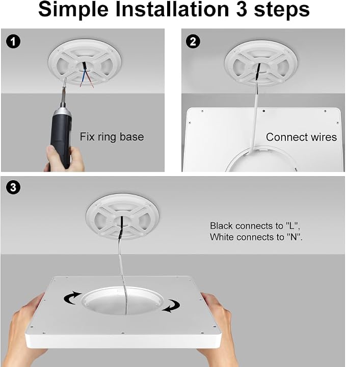 LED Flush Mount Ceiling Light Fixture, 4000K Neutral White, 12inch 24W, 3200LM, Slim Flat Panel Lighting Fixture, Square Modern Ceiling Lamp for Bedroom, Kitchen, Living Room, Closet, Stairwell