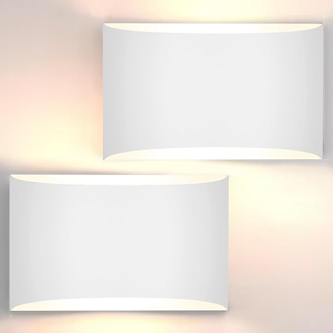 Modern LED Wall Sconces Set of 2, 3000K Large White Wall Light Fixture | Up and Down Wall Mount Light, Interior Indoor Sconces Wall Lighting, Hardwired Wall Lamp for Living Room Bedroom Hallway