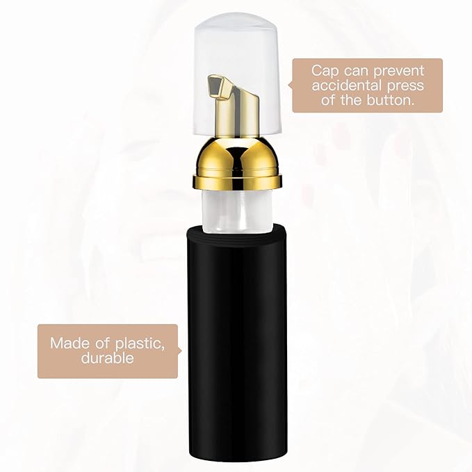 2oz Foam Pump Bottle (30PCS) Empty Travel Foaming Dispenser for Hand Soap, Lash Cleanser, Shampoo (60ml, Gold &Black