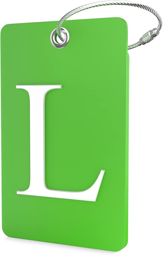 Shacke Luggage Tag Initial - Fully Bendable Tag w/Stainless Steel Loop (L)