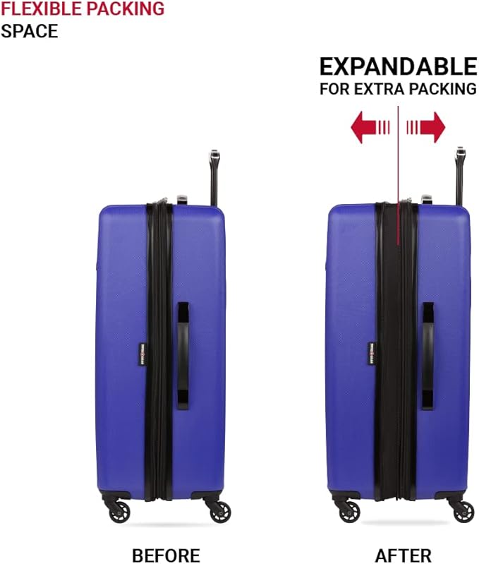 SwissGear 8018 Expandable Luggage, Hard Shell Large Luggage with Spinner Wheels