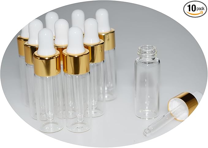 Small Dropper Bottle, 10pcs 5ml Mini Sample Dropper Bottles Mini Makeup Containers for Travel Liquids Tiny Glass