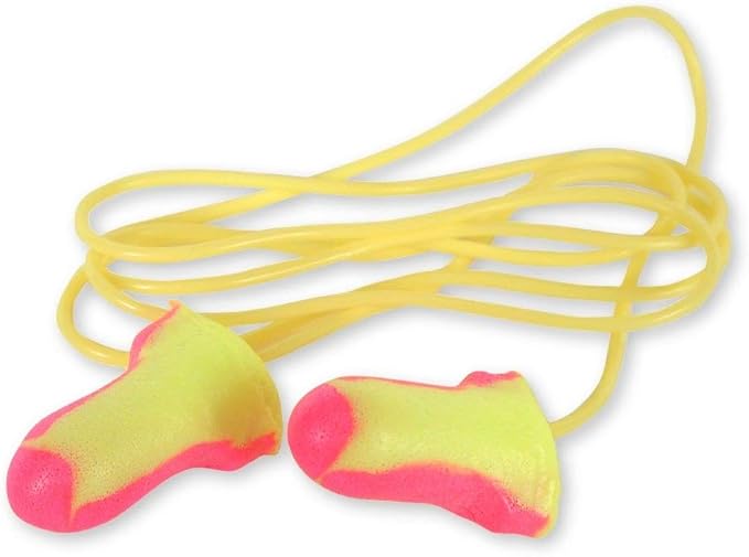 Howard Leight LL-30 Laser Lite Disposable Foam Corded Earplugs, Polyurethane Foam, One Size, Pink/Yellow (Pack of 100)