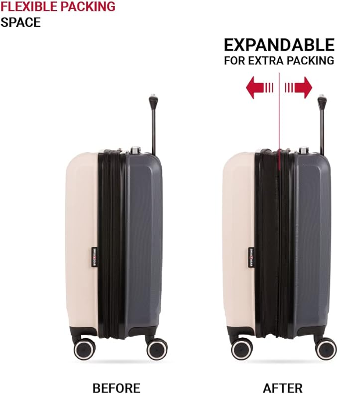 SwissGear Duet Hardside Expandable Luggage with Spinner Wheels, Pink/Dark Grey, Carry-On 19-Inch