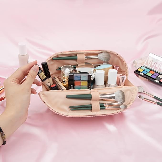 Ethereal Large Cosmetic Pouch, Lightweight Makeup Bag for Purse, Travel Zipper Pouch, Makeup Accessories Organizer, Pink