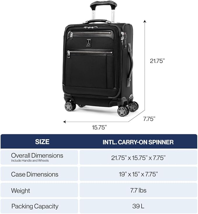 Travelpro Platinum Elite Softside Expandable Carry on Luggage, 8 Wheel Spinner Suitcase, USB Port, Men and Women, International, Bordeaux Red, Carry On 19-Inch