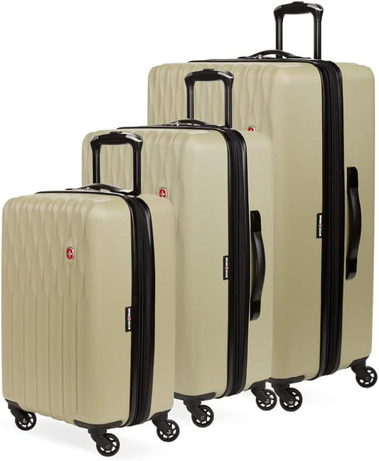 SwissGear 8018 Expandable Luggage Set, 3-Piece Hardside Luggage Set with Spinner Wheels
