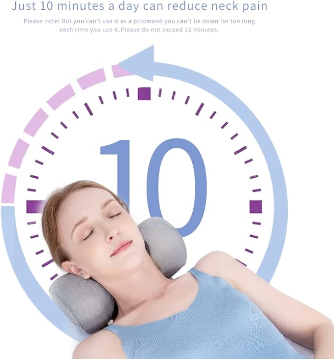 Bespilow Cervical Neck Traction Pillow for Pain Relief - 30 Min Daily Stretcher & Relaxer - Dual-Layer Memory Foam Neck Roll for Back Sleeping - Small Orthopedic Bolster with Cooling Cover