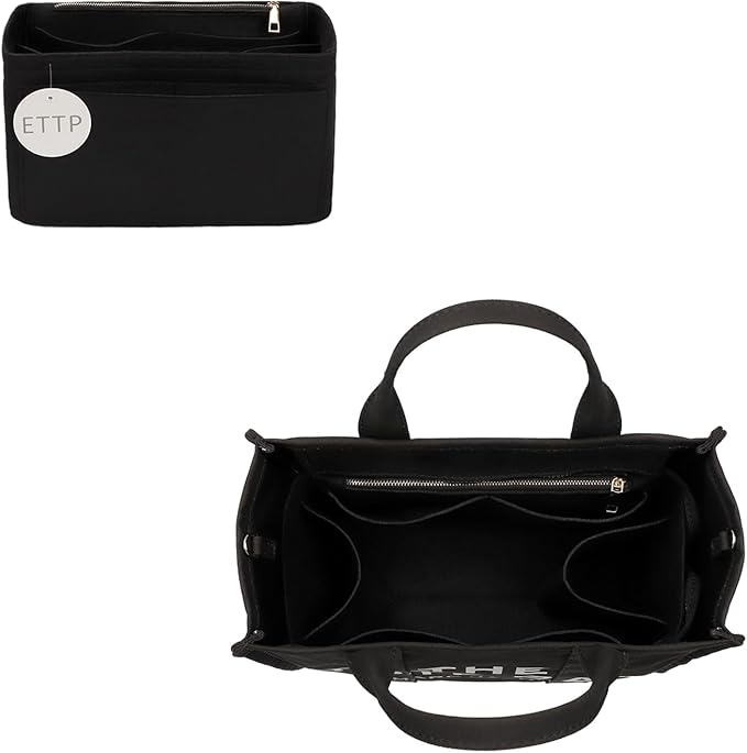 Purse Organizer Insert For Handbags, Tote Bag Organizer Insert, Compatible with MJ Tote and Onthego (Small, Black)