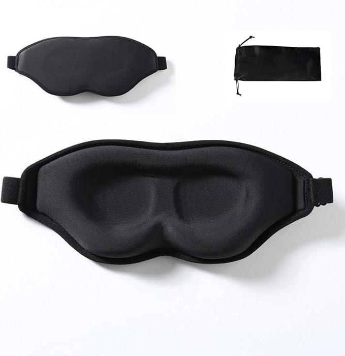 Tim & Tina 3D Sleep Eye Mask Blindfold for Men Women Sleeping Mask Light Blocking Soft Covers for Travel Nap Yoga Adjustable Strap (3D Black (Edge Cover)