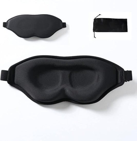 Tim & Tina 3D Sleep Eye Mask Blindfold for Men Women Sleeping Mask Light Blocking Soft Covers for Travel Nap Yoga Adjustable Strap (3D Black (Edge Cover)